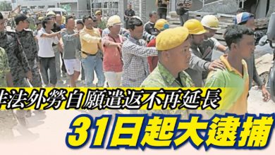 Photo of 自願遣返不再延長 31日起非法外勞大取締