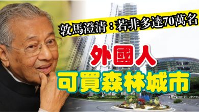 Photo of 敦馬澄清:若非多達70萬名 外國人可買森林城市