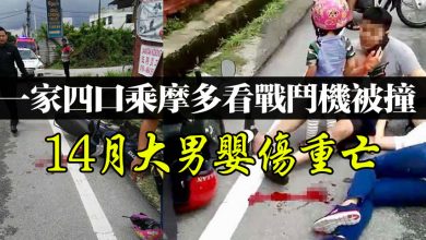 Photo of 一家四口乘摩多看戰鬥機被撞 14月大男嬰傷重亡