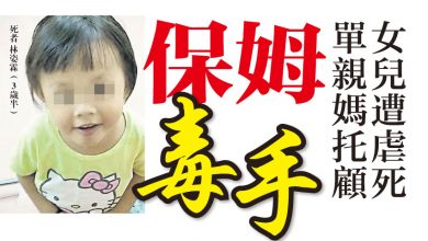 Photo of 保姆毒手    單親媽托顧 女兒遭虐死