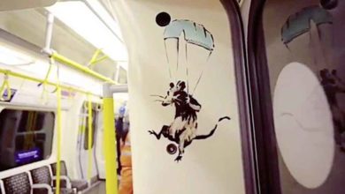 Photo of 班克斯地鐵新塗鴉 老鼠拿口罩當降落傘