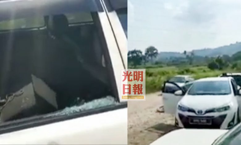 
數輛停放在路邊的車子“無一倖免”，都被匪徒打爆車鏡，車內一片狼藉
。