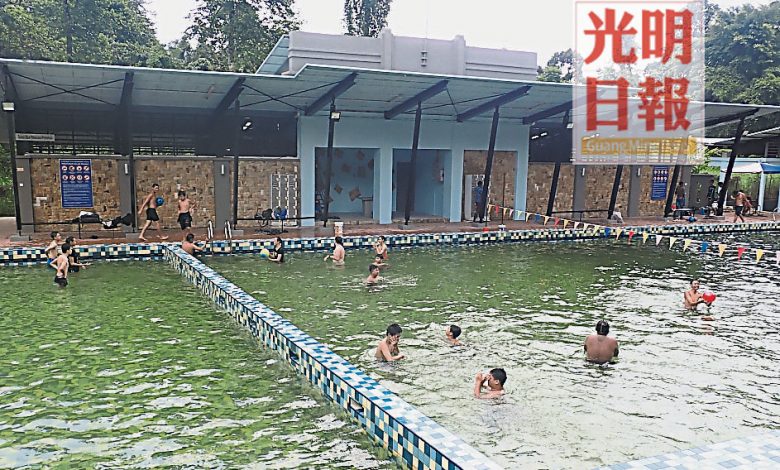 太平加冕游泳池昨日重開，吸引了許多公眾前來游泳。