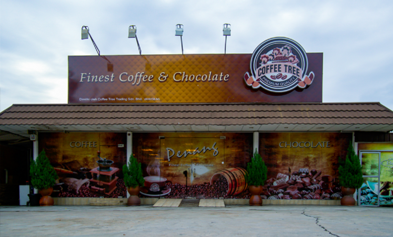 位於檳城峇眼惹瑪路的Coffee Tree咖啡樹展示廳外觀。