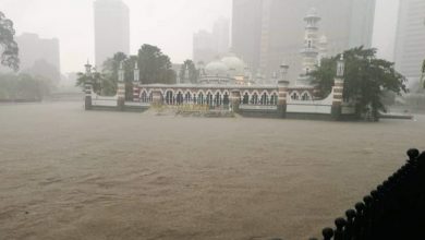 Photo of 豪雨致河水高漲 占美清真寺在水中央
