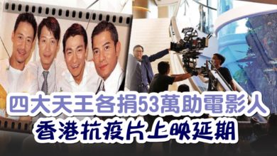 Photo of ​四大天王各捐53萬助電影人 香港抗疫片上映延期
