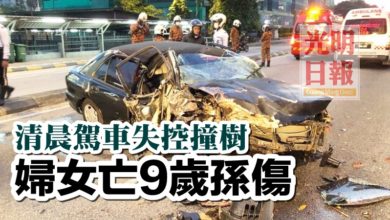 Photo of 清晨駕車失控撞樹   婦女亡9歲孫傷
