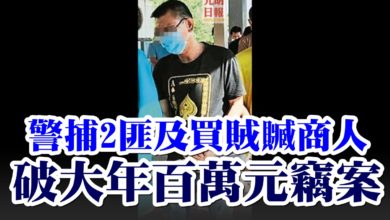 Photo of 警捕2匪及買賊贓商人 破大年百萬元竊案