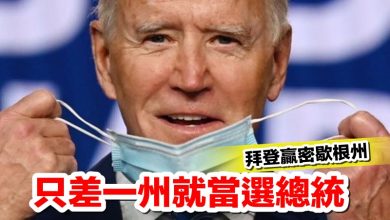 Photo of 拜登赢密歇根州 只差一州就當選总统