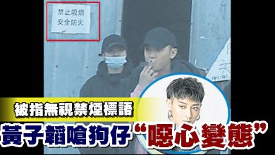 Photo of 被指無視禁煙標語 黃子韜嗆狗仔“噁心變態”
