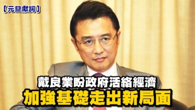 Photo of 【元旦獻詞】 戴良業盼政府活絡經濟 加強基礎走出新局面