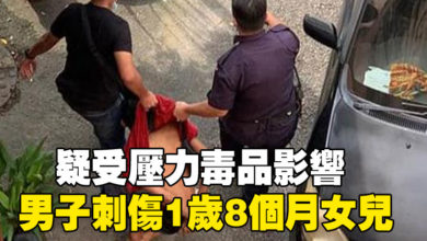 Photo of 疑受壓力毒品影響  男子刺傷1歲8個月女兒