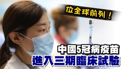 Photo of 位全球前列！中國5冠病疫苗 進入三期臨床試驗