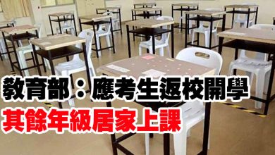Photo of 教育部：應考生返校開學    其餘年級居家上課