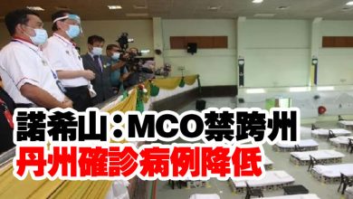 Photo of 諾希山：MCO禁跨州   丹州確診病例降低