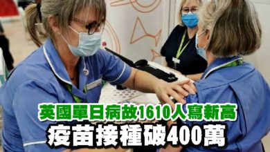 Photo of 英國單日病故1610人寫新高 疫苗接種破400萬