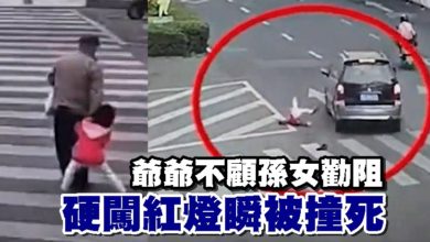 Photo of 爺爺不顧孫女勸阻 硬闖紅燈瞬被撞死