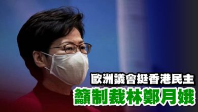 Photo of 歐洲議會挺香港民主 籲制裁林鄭月娥