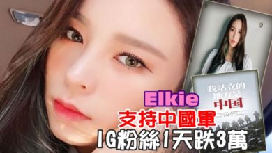 Photo of Elkie支持中國軍  IG粉絲1天跌3萬