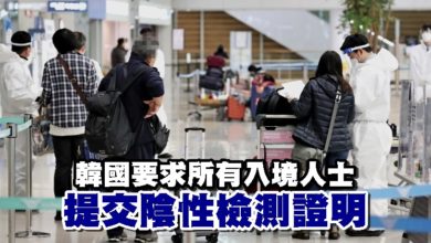 Photo of 韓國要求所有入境人士提交陰性檢測證明
