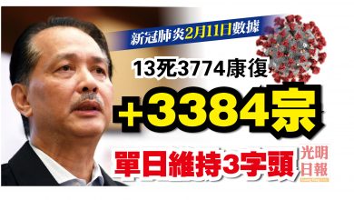 Photo of 增3384宗 維持3字頭 13死3774康復