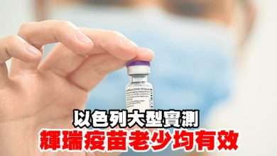 Photo of 以色列大型實測   輝瑞疫苗老少均有效
