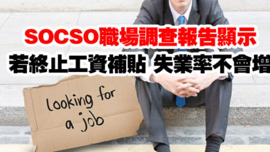 Photo of SOCSO職場調查報告顯示  若終止工資補貼 失業率不會增