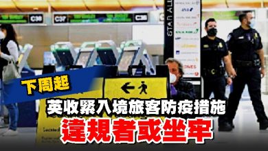 Photo of 英下周起收緊入境旅客防疫措施 違規者或坐牢