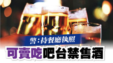 Photo of 警：持餐廳執照 可賣吃 吧台禁售酒