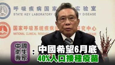 Photo of 中國衛生專家：中國希望6月底40%人口接種疫苗