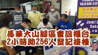 Photo of 馬華大山腳區會設櫃台  2小時助256人登記接種