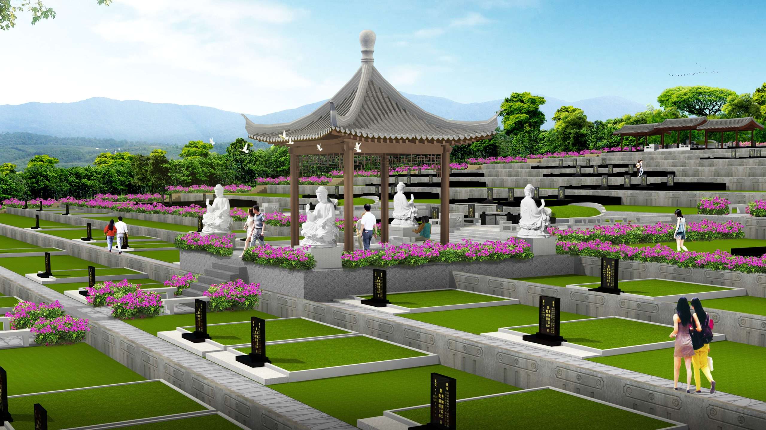 王朝苑II墓園區展現了古今之美，世外桃源般的美景及藏風聚氣的風水格局。