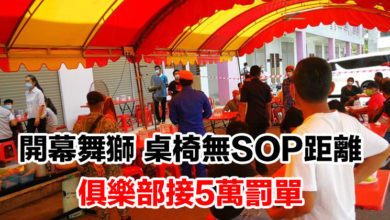 Photo of 開幕舞獅 桌椅無SOP距離 俱樂部接5萬罰單