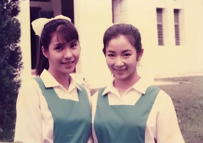 王綺琴（右）在92年拍攝劇集《半生情未了》時，意外撞死女助導