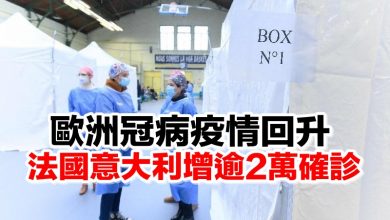 Photo of 歐洲冠病疫情回升 法國意大利新增逾2萬確診