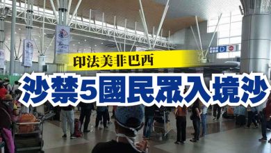 Photo of 印法美非巴西  沙禁5國民眾入境沙
