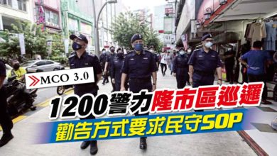 Photo of 【MCO 3.0】1200警力隆市區巡邏 勸告方式要求民守SOP