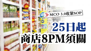 Photo of 【MCO 3.0收緊SOP】25日起 商店8PM須關