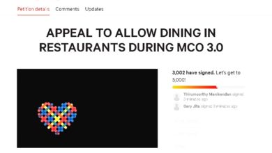 Photo of 【MCO 3.0】 81餐廳業者主廚 網上聯署開放堂食
