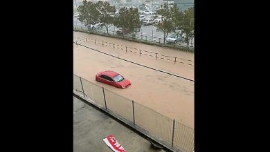 Photo of 豪雨半小時 車在水中漂 鑾閃電水災淹2呎