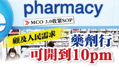 Photo of 【MCO 3.0收緊SOP】顧及人民需求 藥劑行可開到10pm