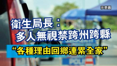 Photo of 衛生局長:多人無視禁跨州跨縣 “各種理由回鄉連累全家”
