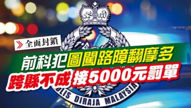 Photo of 前科犯圖闖路障翻摩多 跨縣不成接5000元罰單