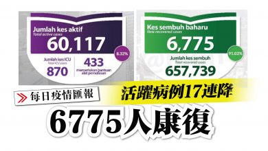 Photo of 6775人康復 活躍病例17連降