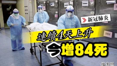 Photo of 增84死 連續4天上升