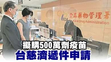 Photo of 擬購500萬劑疫苗 台慈濟遞件申請