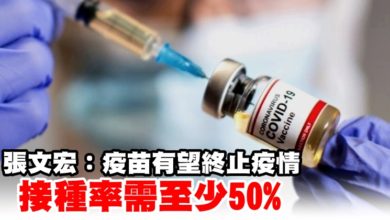 Photo of 張文宏：疫苗有望終止疫情 接種率需至少50%