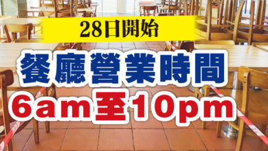 Photo of 28日開始 餐廳營業時間6am至10pm