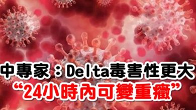 Photo of 中專家：Delta毒害性更大  “24小時內可變重癥”