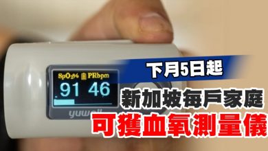 Photo of 下月5日起 新加坡每戶家庭可獲血氧測量儀